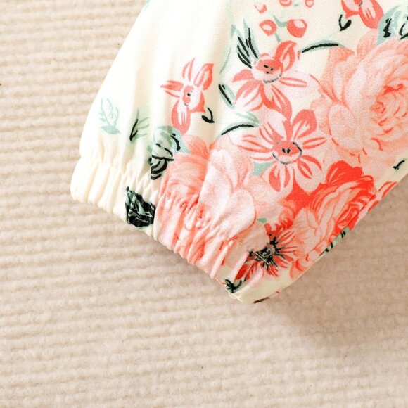 Charming 4-Piece Newborn Baby Girl Clothes Set: Romper, Floral Pants & Headband - Picture 7 of 7